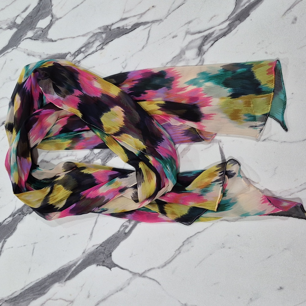 Colorful Abstract Sheer Scarf Wrap 20.5X64